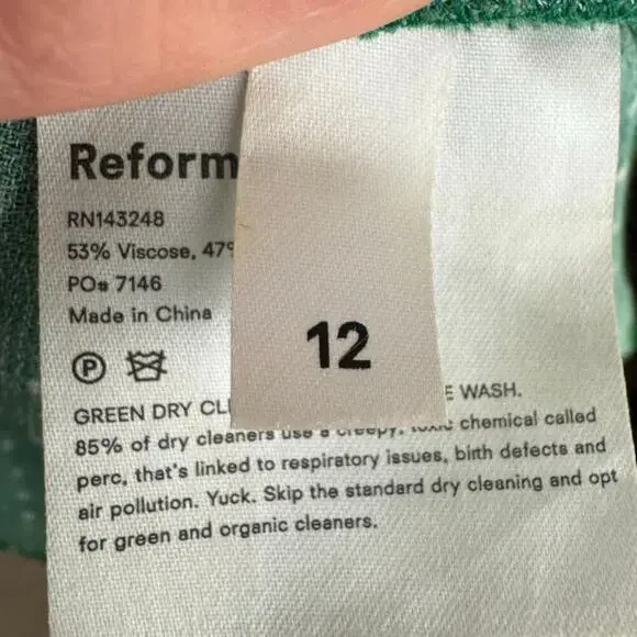 Reformation Peach Dress Veritas Green Size 12 - Picture 11 of 11